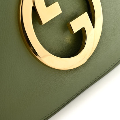 Gucci Roxy Calfskin Web Medium Blondie Top Handle Shoulder Flap Bag Salamander Green 11 of 12