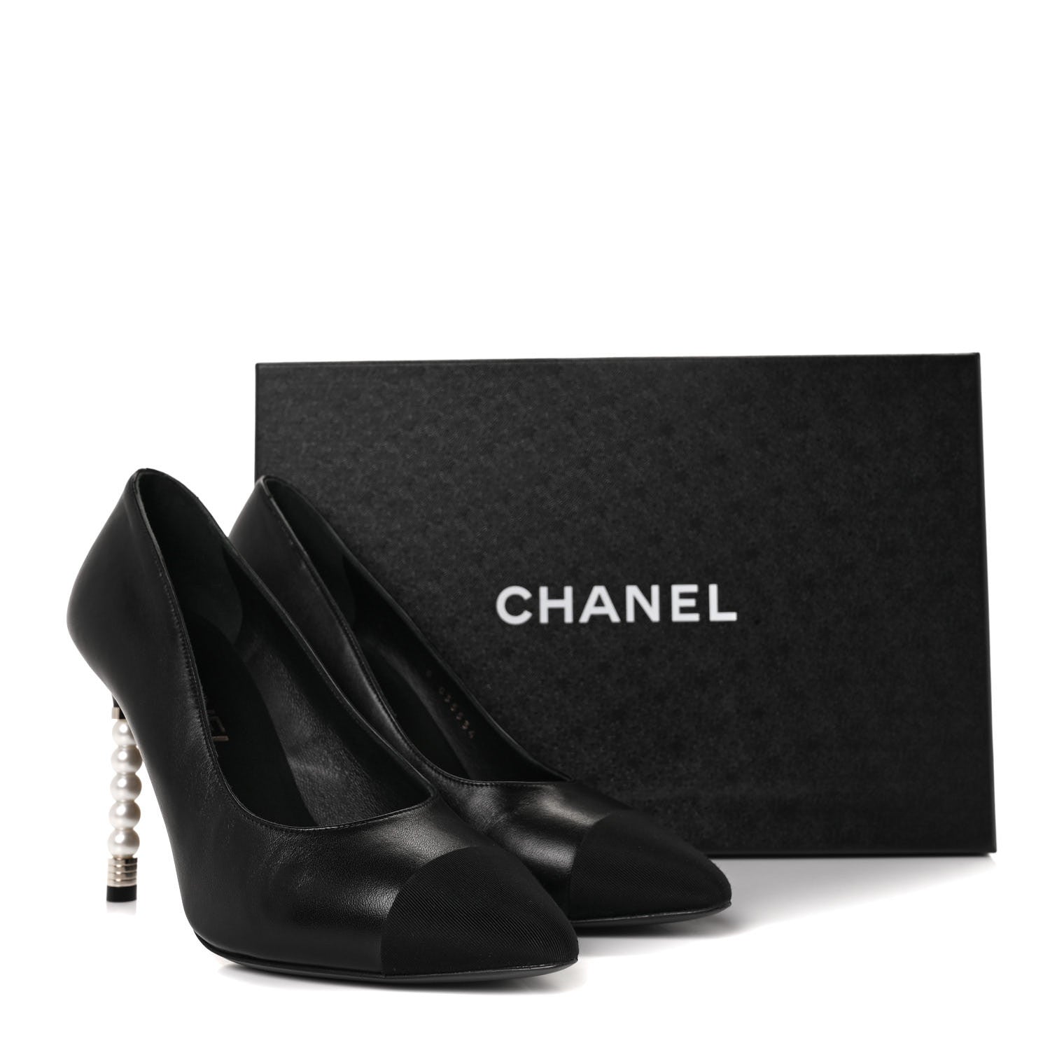 Chanel Lambskin Grosgrain Cap Toe Pearl Pumps 38.5 Black 11 of 11