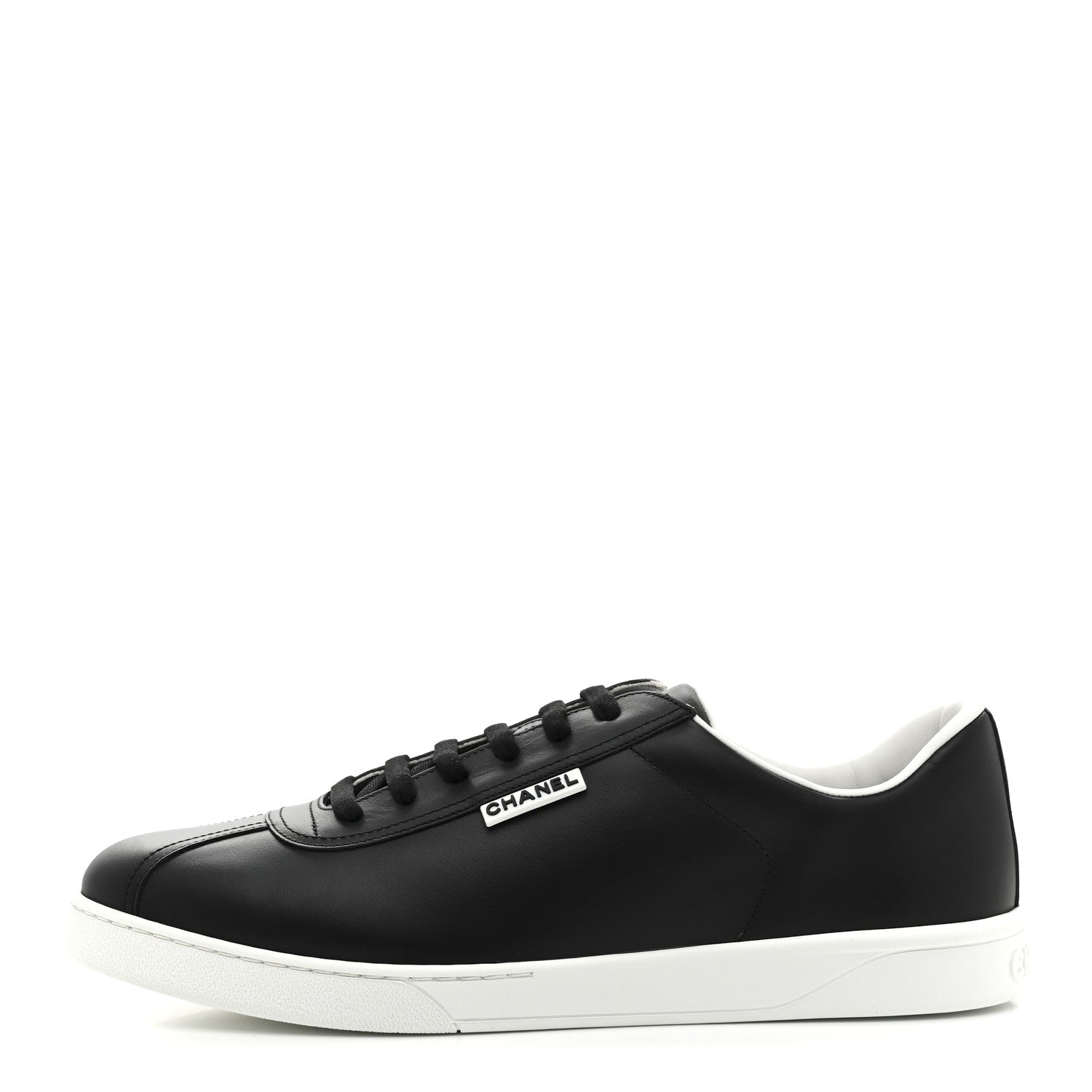Chanel Calfskin CC Mens Uniform Sneakers 46 Black 1 of 10