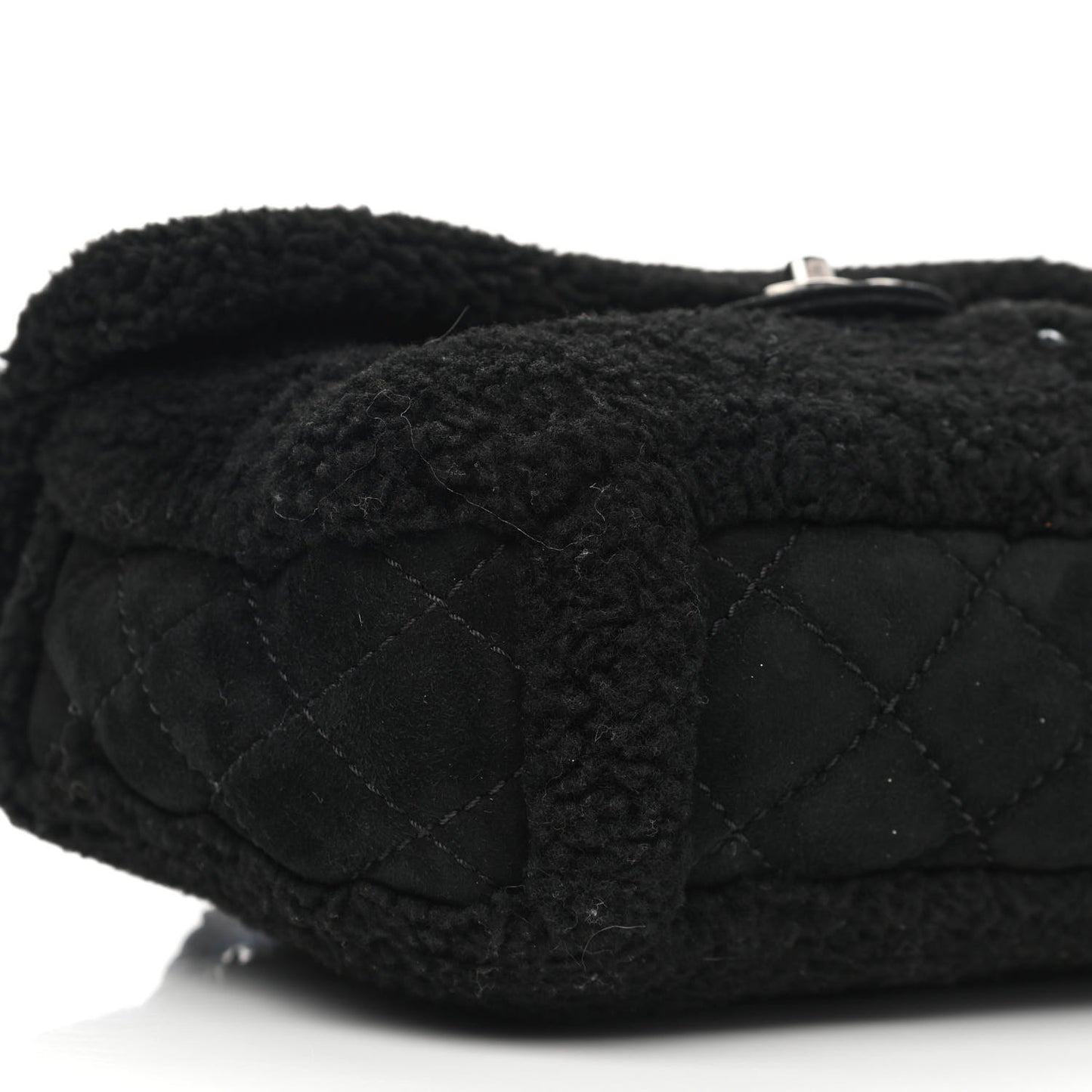Shearling Lambskin Pearl Flap Black