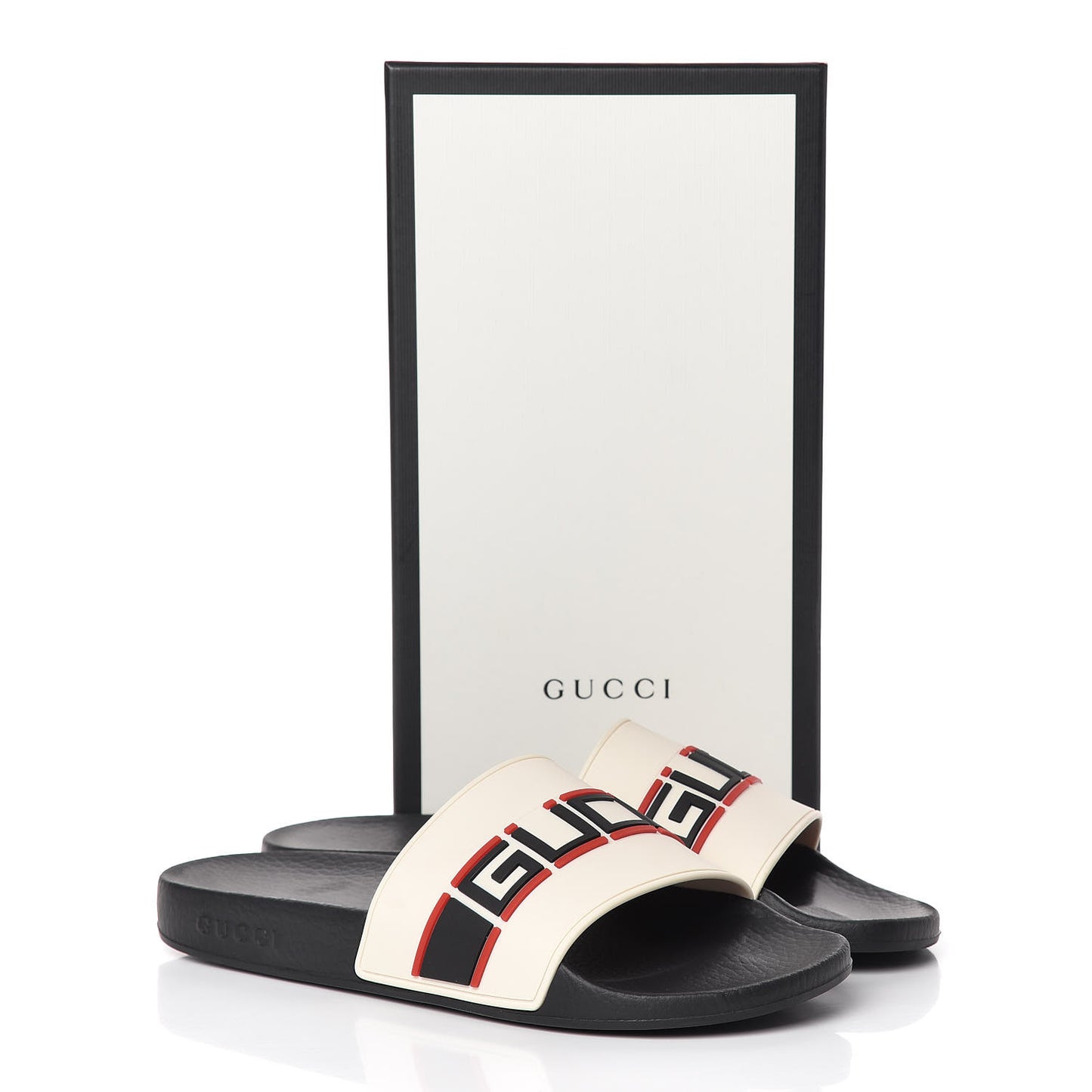 Rubber Stripe Womens Pool Slide Sandals 40 Ecru Poppy Black