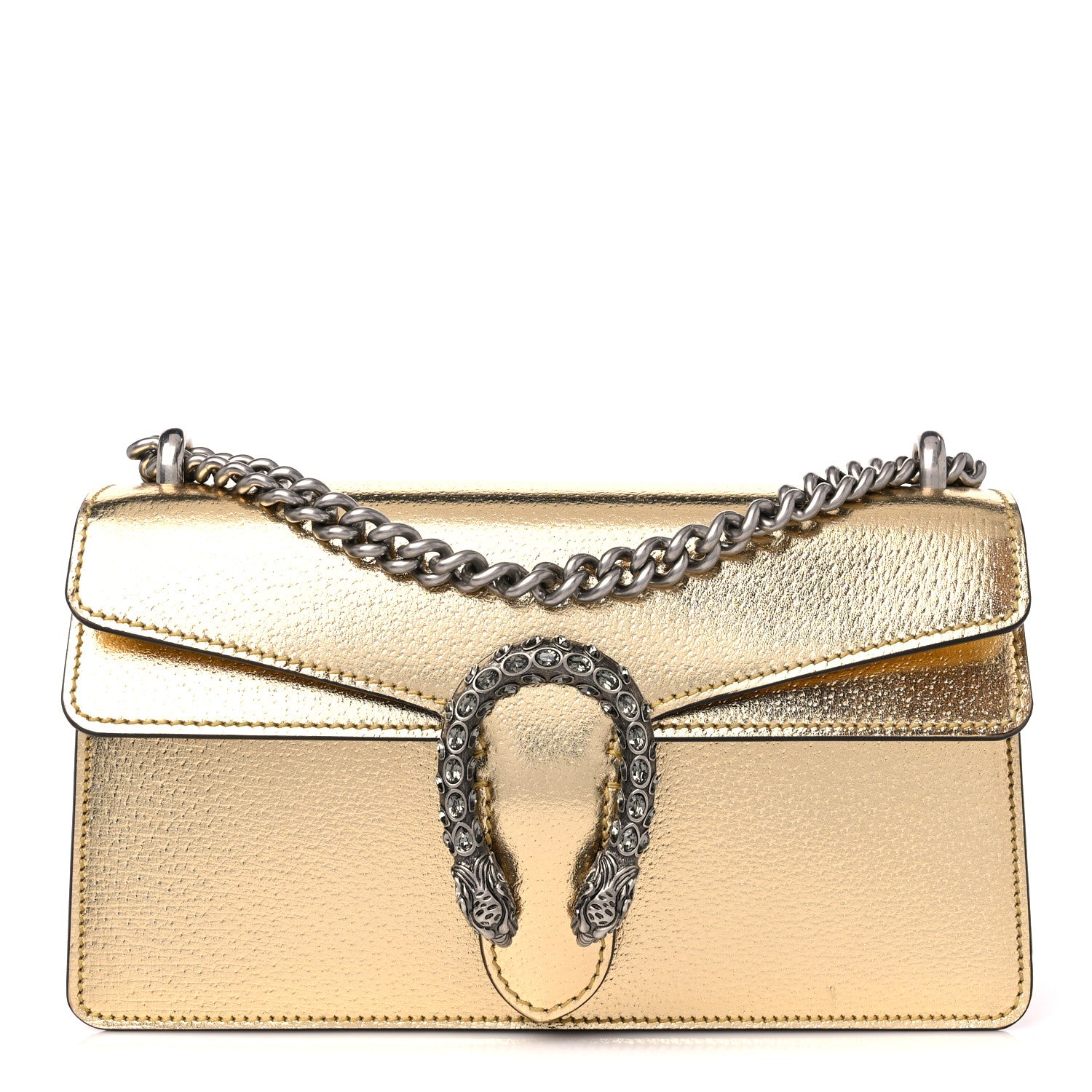 Gucci Metallic Textured Calfskin Crystal Small Dionysus Shoulder Bag Gold 1 of 10