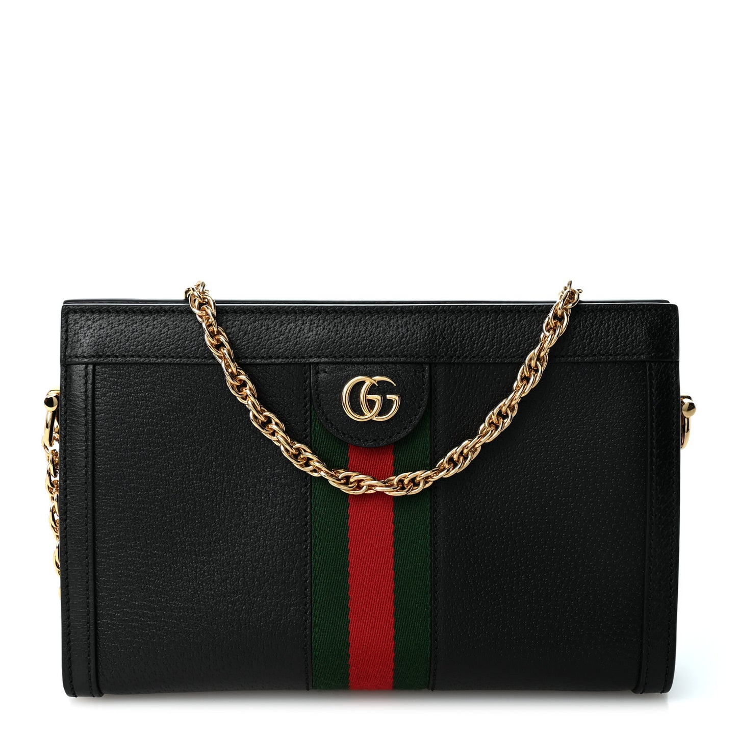 Calfskin GG Web Small Ophidia Chain Shoulder Bag Black