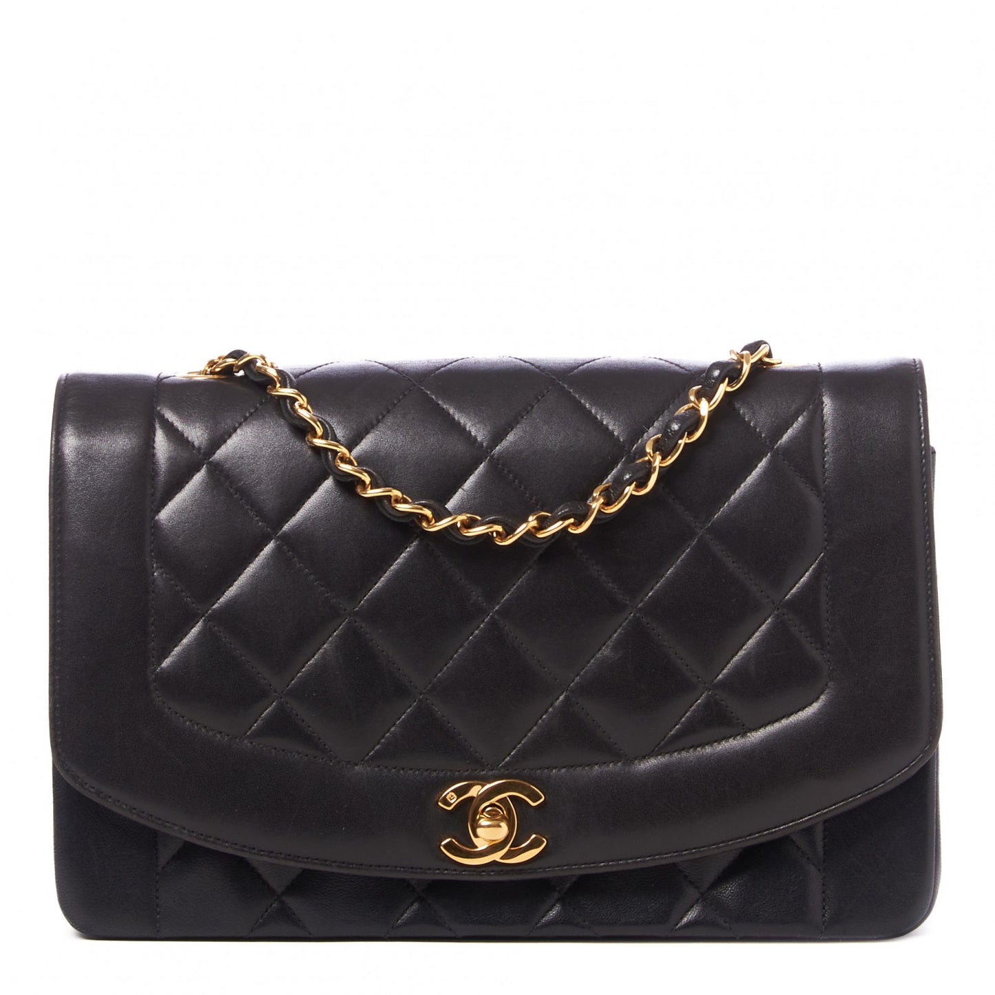 Lambskin Quilted Medium Single Flap Black