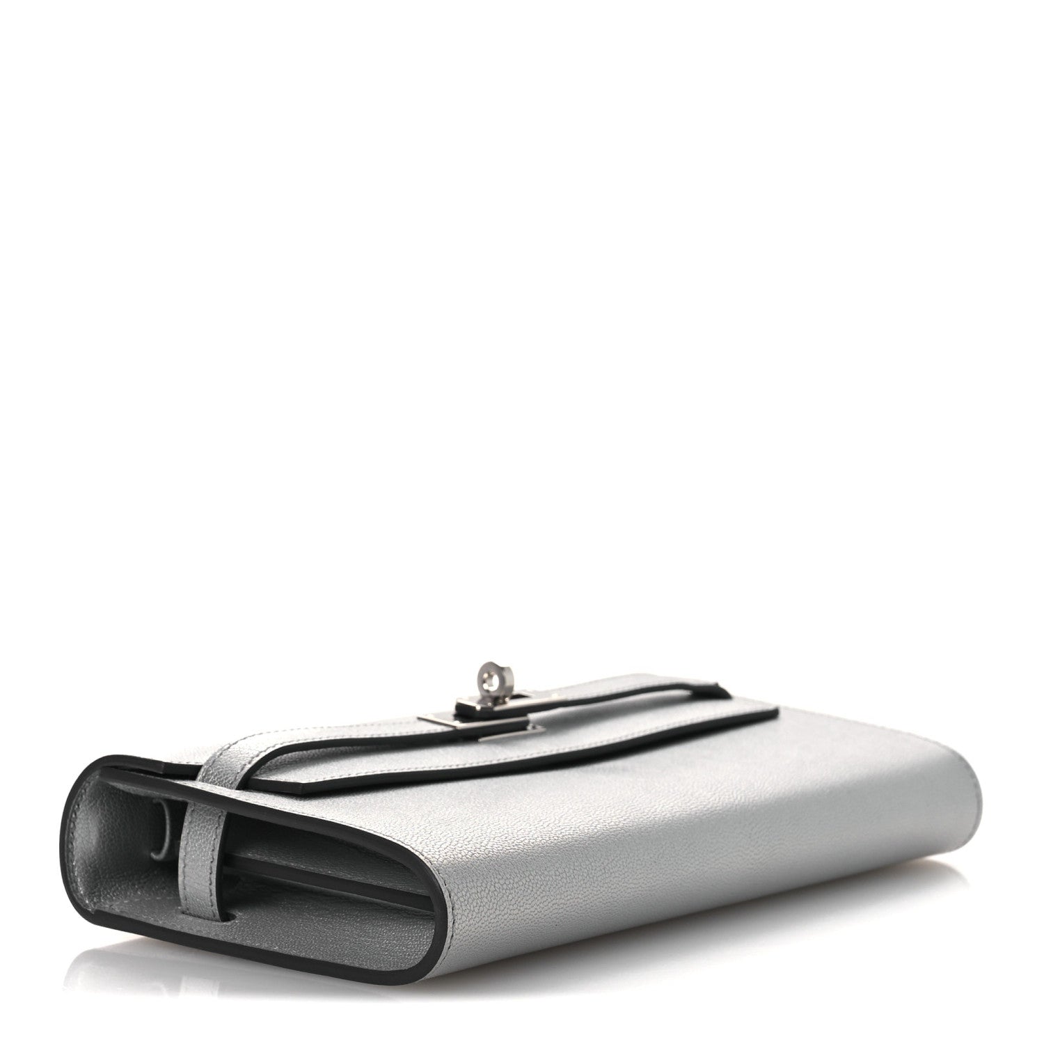 Hermes Metallic Chevre Chamkilight Kelly Wallet To Go Argent 4 of 12
