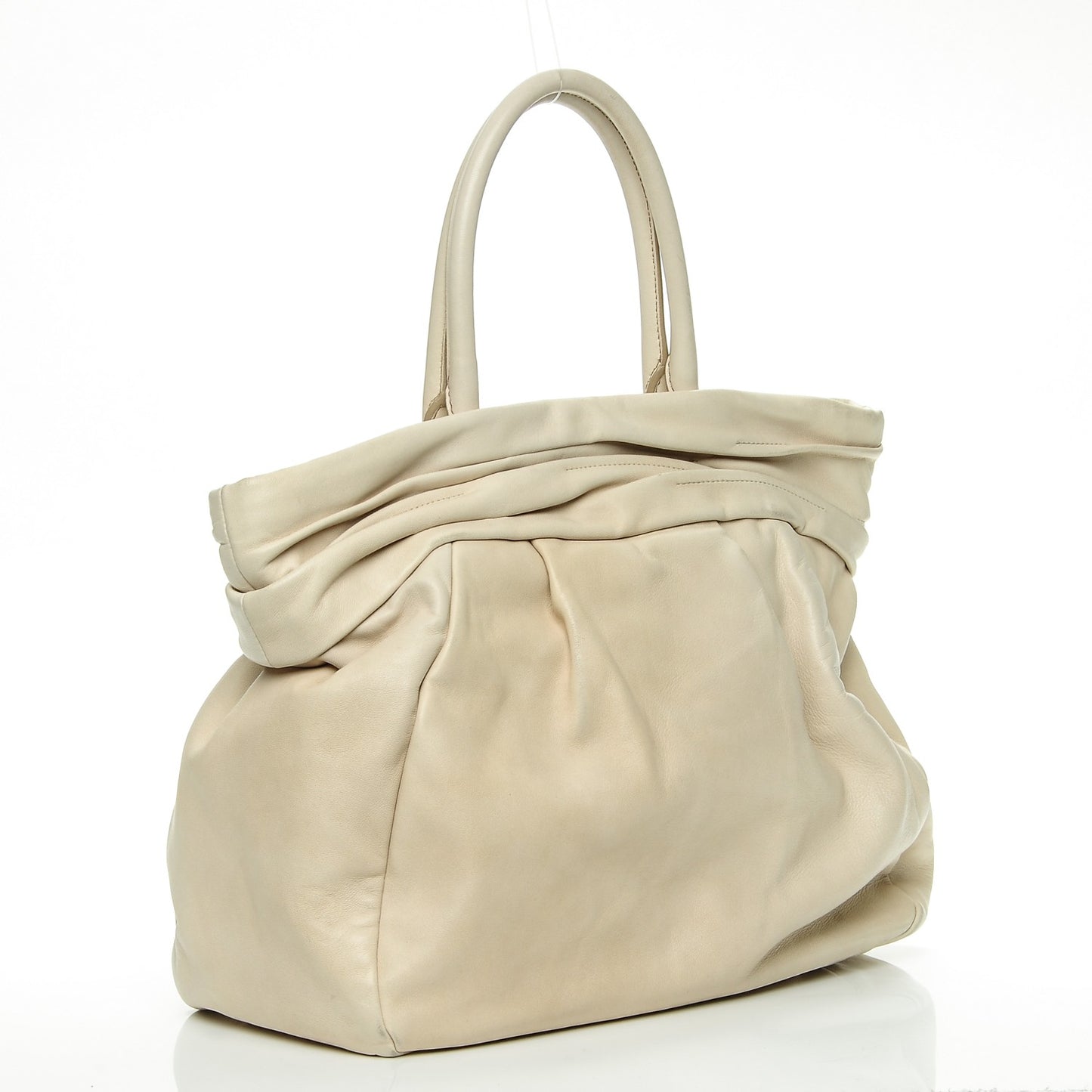 Soft Calf Pleated Shopping Tote Talco