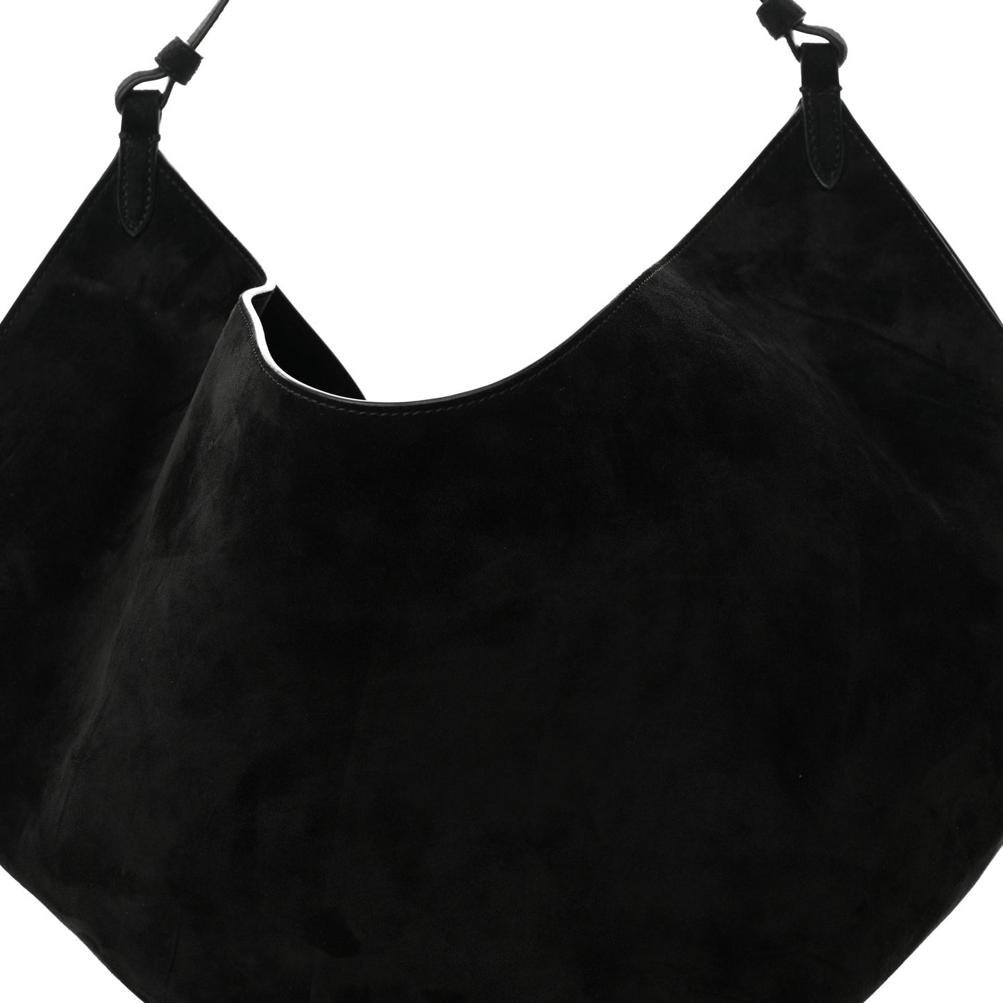 Suede Calfskin Medium Lotus Tote Black