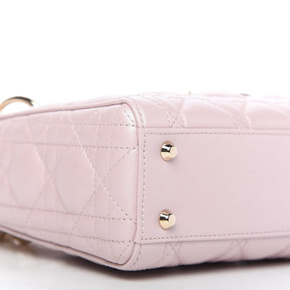 Christian Dior Metallic Lambskin Cannage Mini Lady Dior Lotus 6 of 10