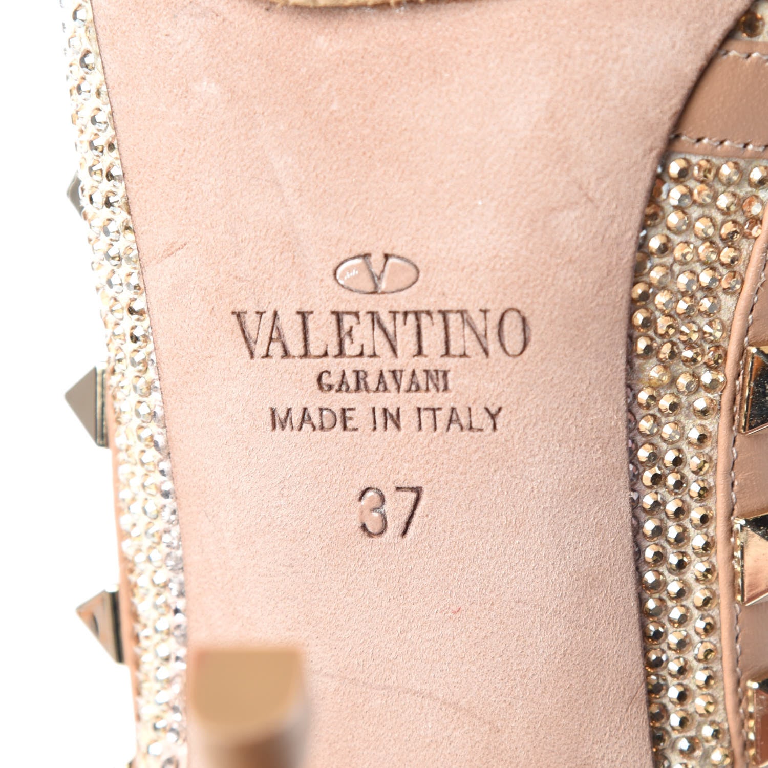 Valentino Garavani Nappa Crystal Native Couture 1975 Rockstud Ankle Strap Pumps 37 Mandarin Sorbet 8 of 13
