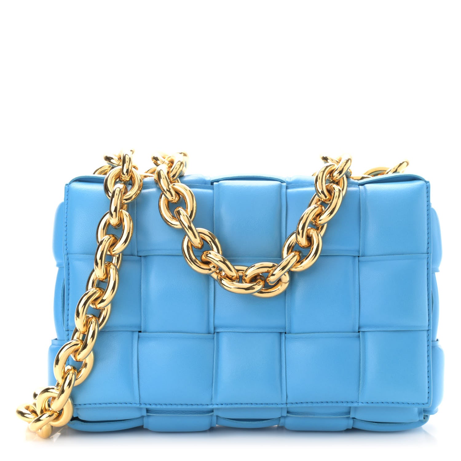 Bottega Veneta Lambskin Maxi Intreccio Padded Chain Cassette Crossbody Bag Swimming Pool 1 of 9