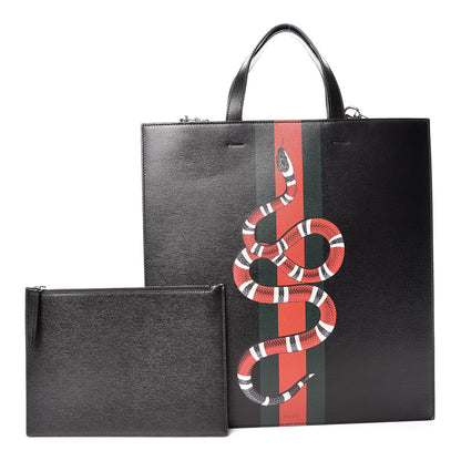 Gucci Calfskin Kingsnake Print Vertical Tote Black 1 of 13