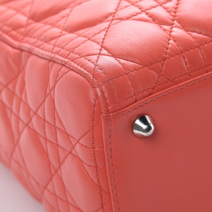 Christian Dior Lambskin Cannage Large Lady Dior Coral 13 of 15