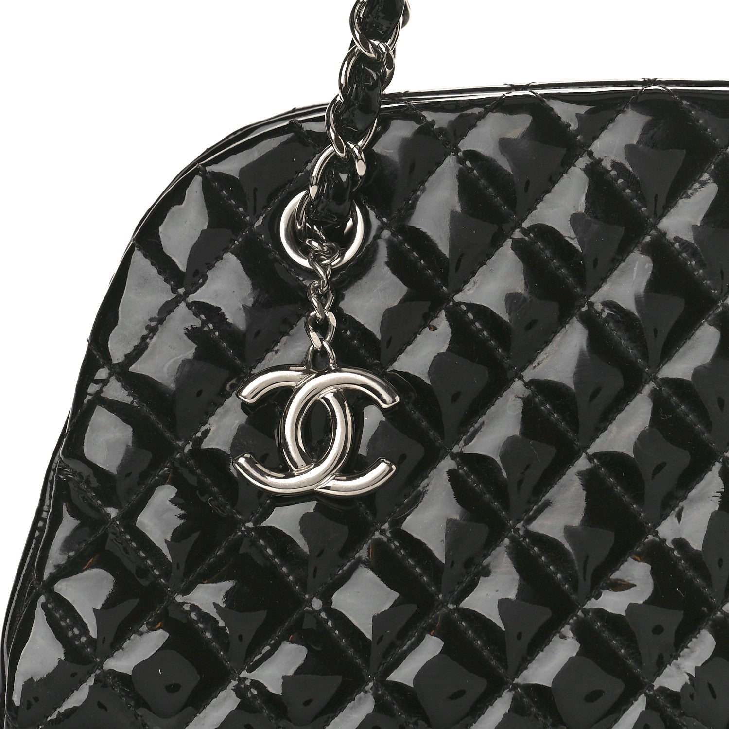 Chanel Patent Quilted Medium Just Mademoiselle Black 9 of 11