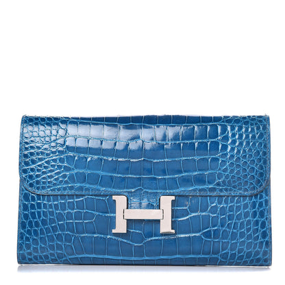 Hermes Shiny Alligator Constance Wallet Bleu Izmir 1 of 9