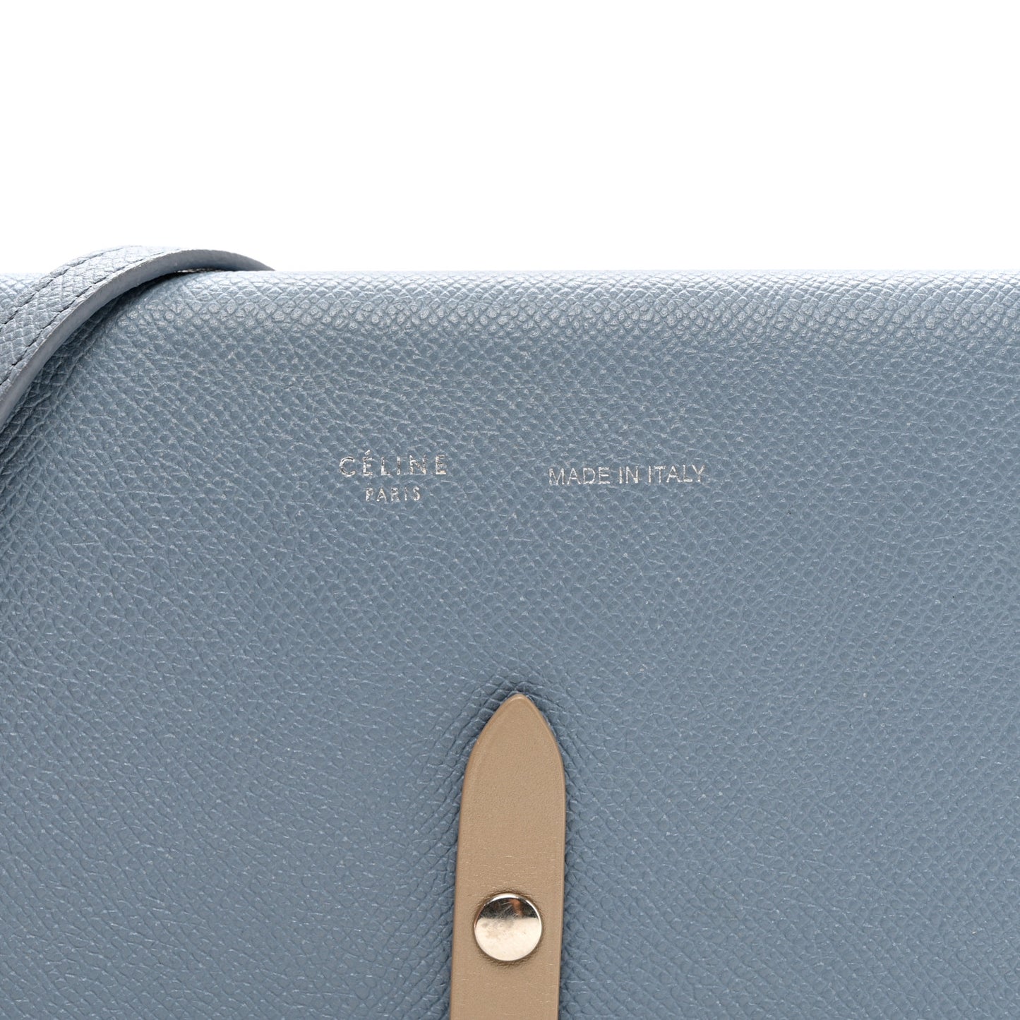 Grained Shiny Calfskin Strap Clutch Slate Blue