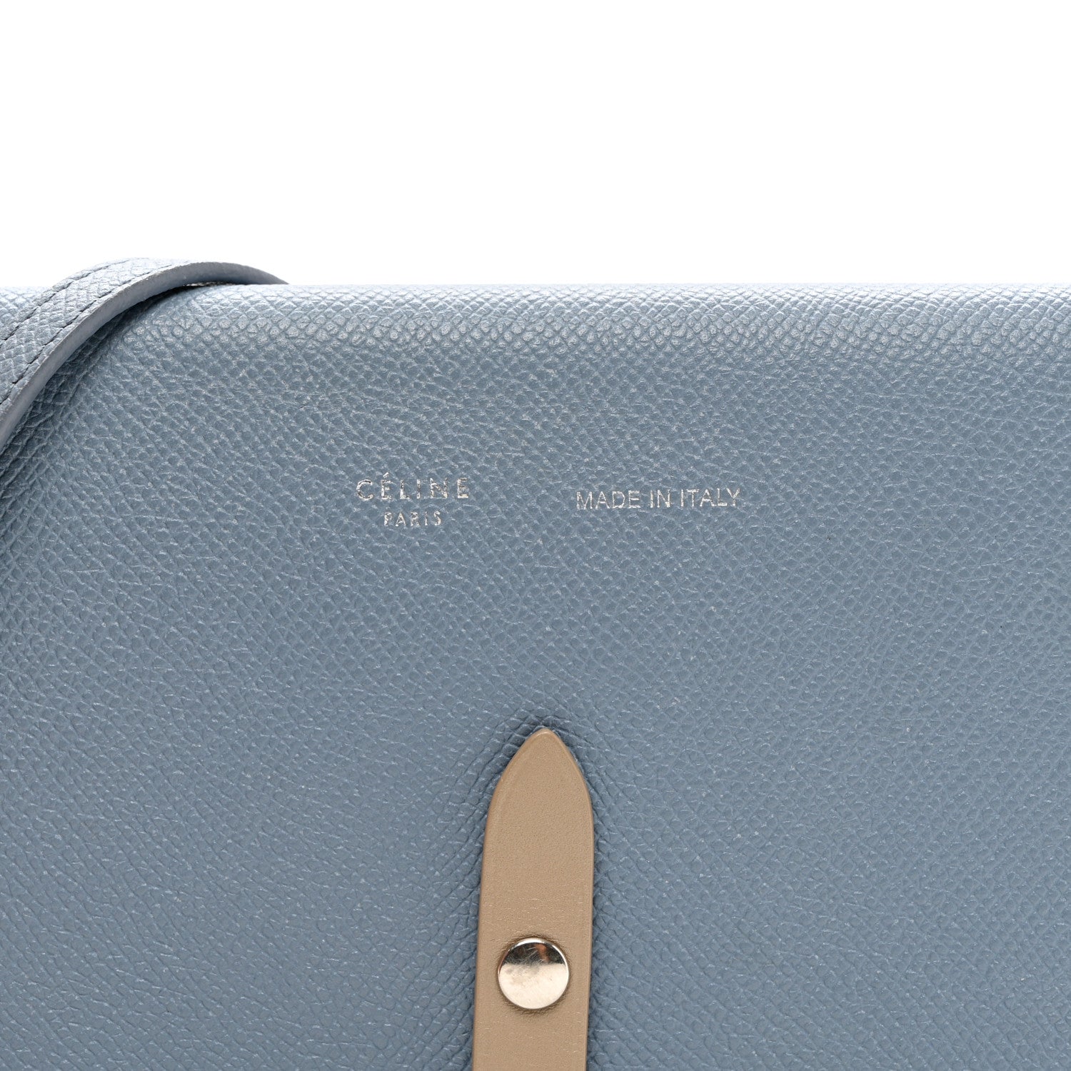 Celine Grained Shiny Calfskin Strap Clutch Slate Blue 7 of 9