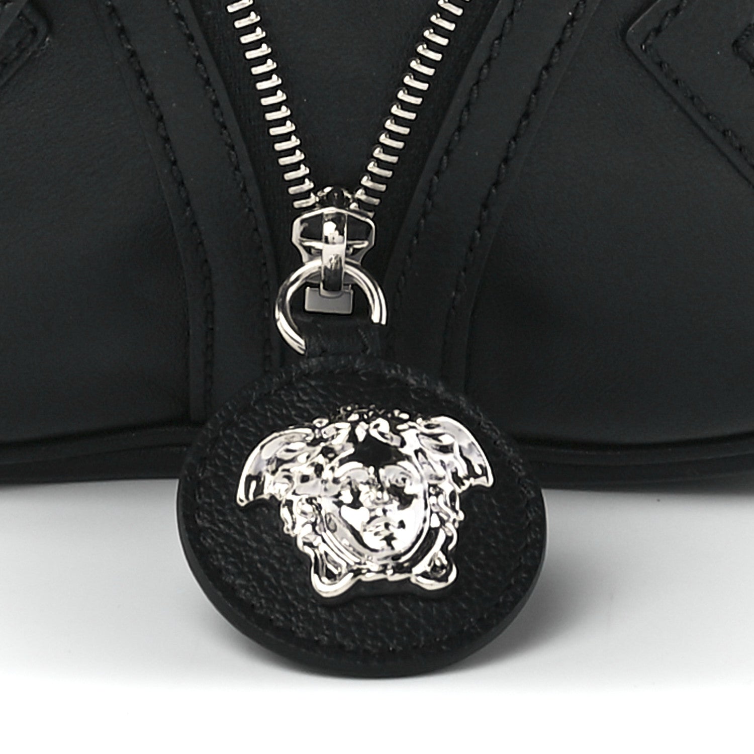 Versace Calfskin Small Repeat Zip Hobo Black 10 of 13