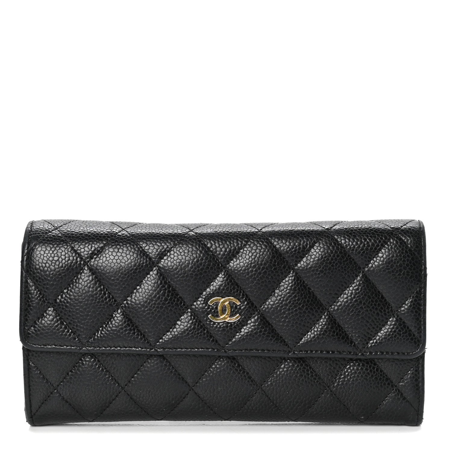 Chanel Caviar Quilted Large Gusset Flap Wallet Black 1 of 6
