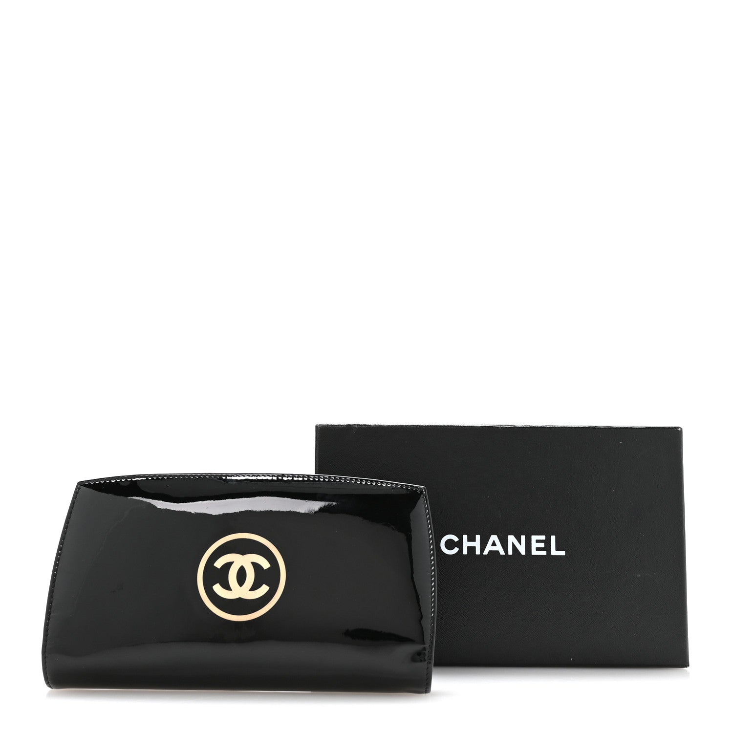Chanel Patent CC Trousse Maquil Yen Wallet Black 9 of 9