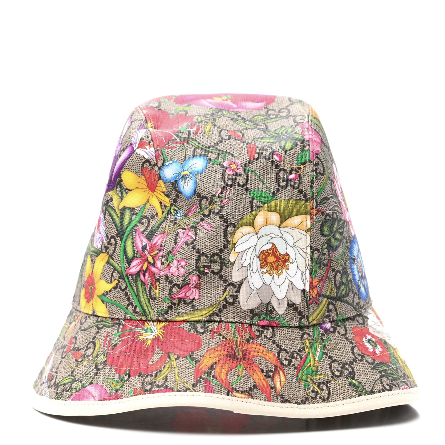 GG Supreme Monogram Flora Fedora Hat L White