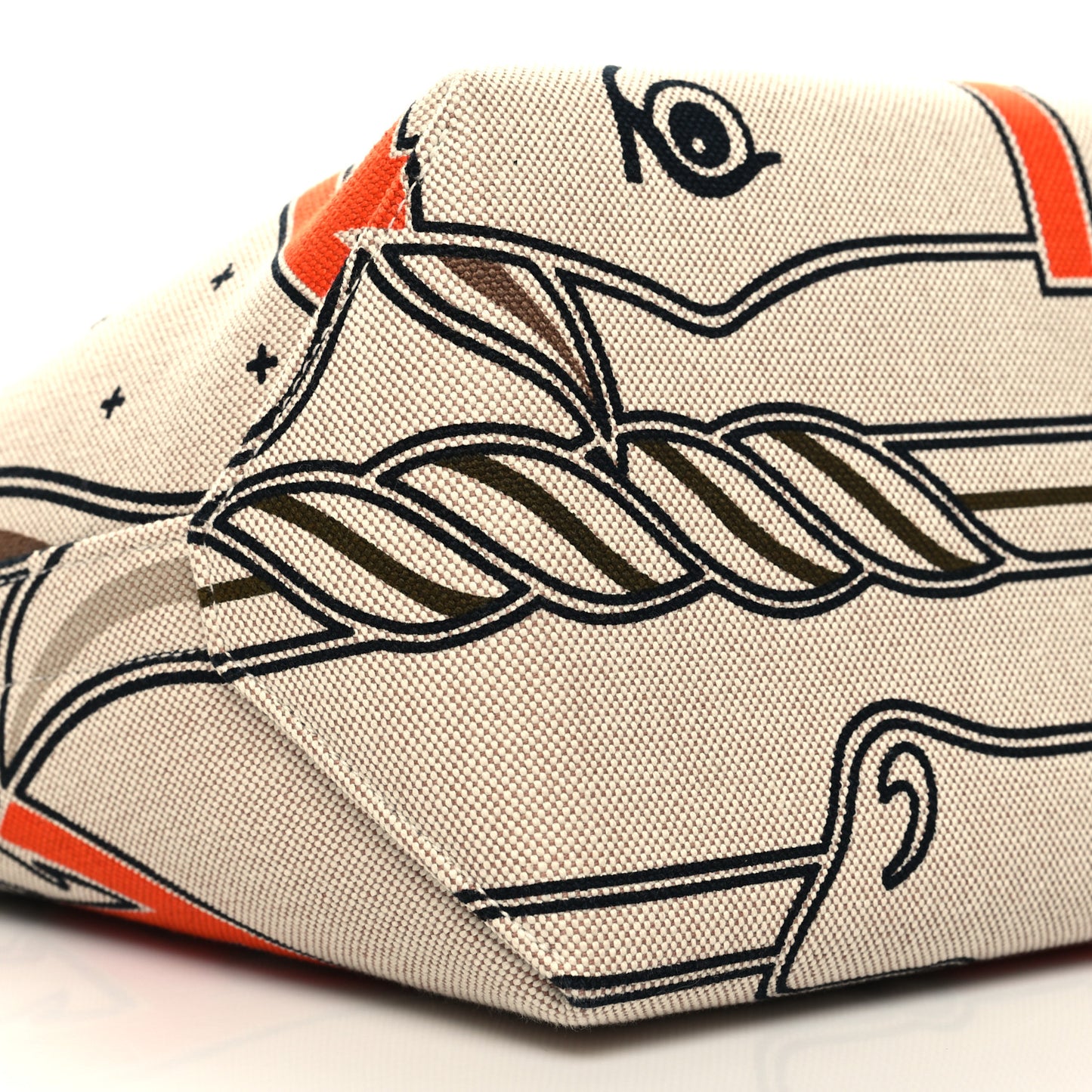 H Plume Canvas Swift Printed Quadrige au Fil Steeple 25 Bag Gris Beige Ecru Beige Gold