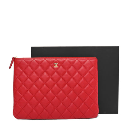 Chanel Lambskin Quilted Medium Cosmetic Case Red 9 of 9