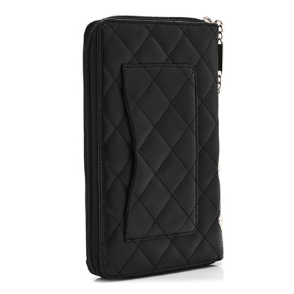 Chanel Calfskin Cambon Zip Around Organizer Wallet Black White 3 of 14