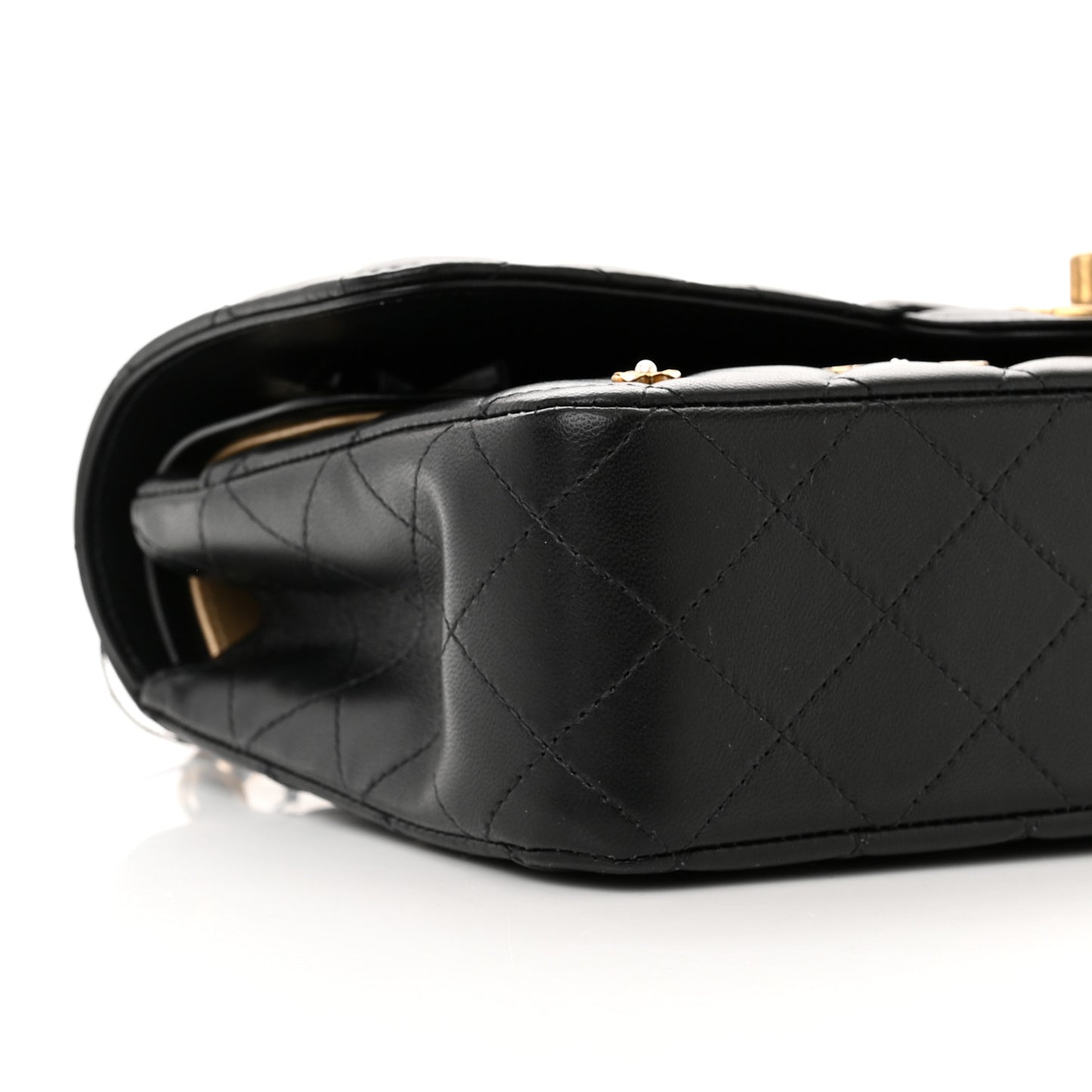 Lambskin Quilted Medium Rue Cambon Charms Double Flap Black