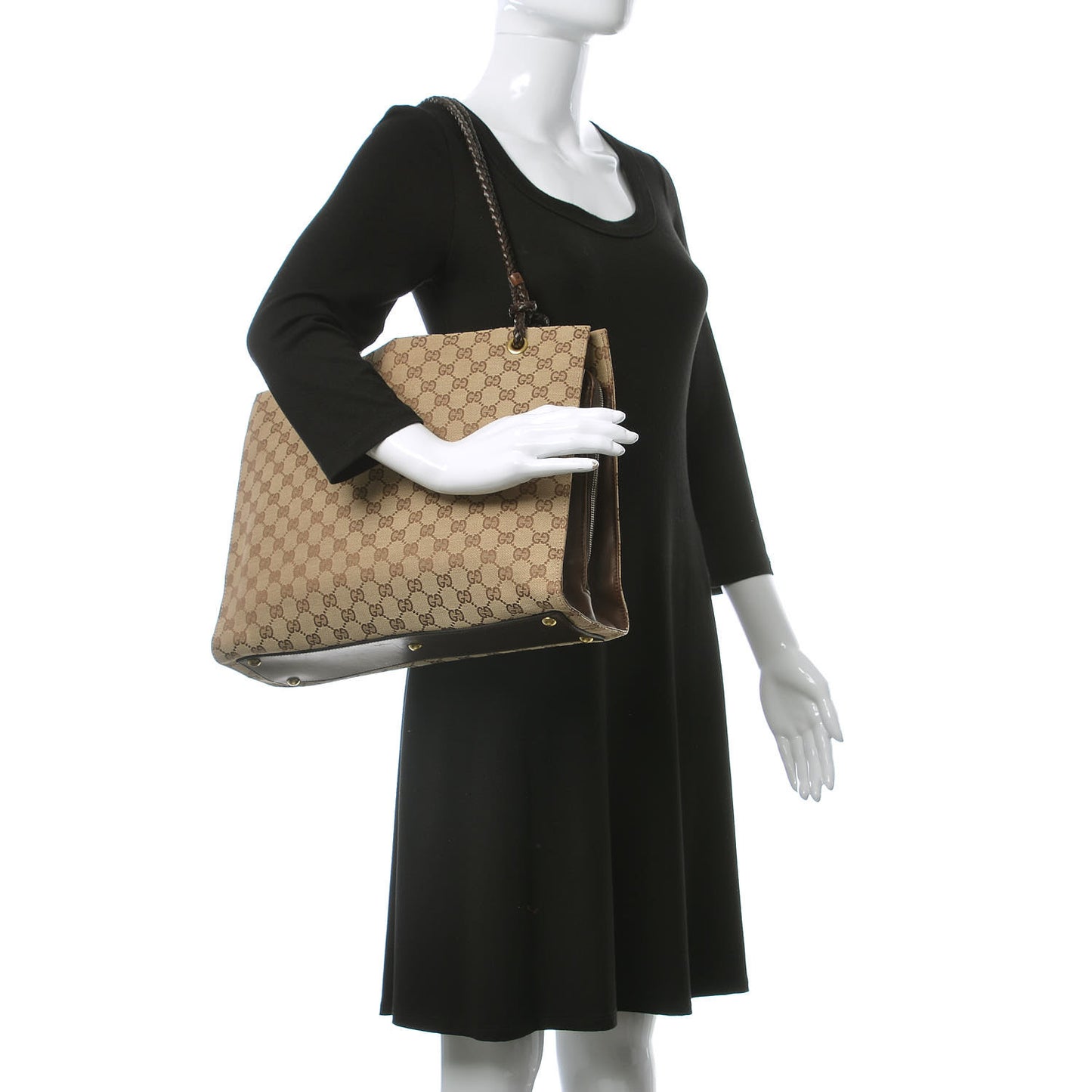 Monogram Woven Shoulder Bag Brown