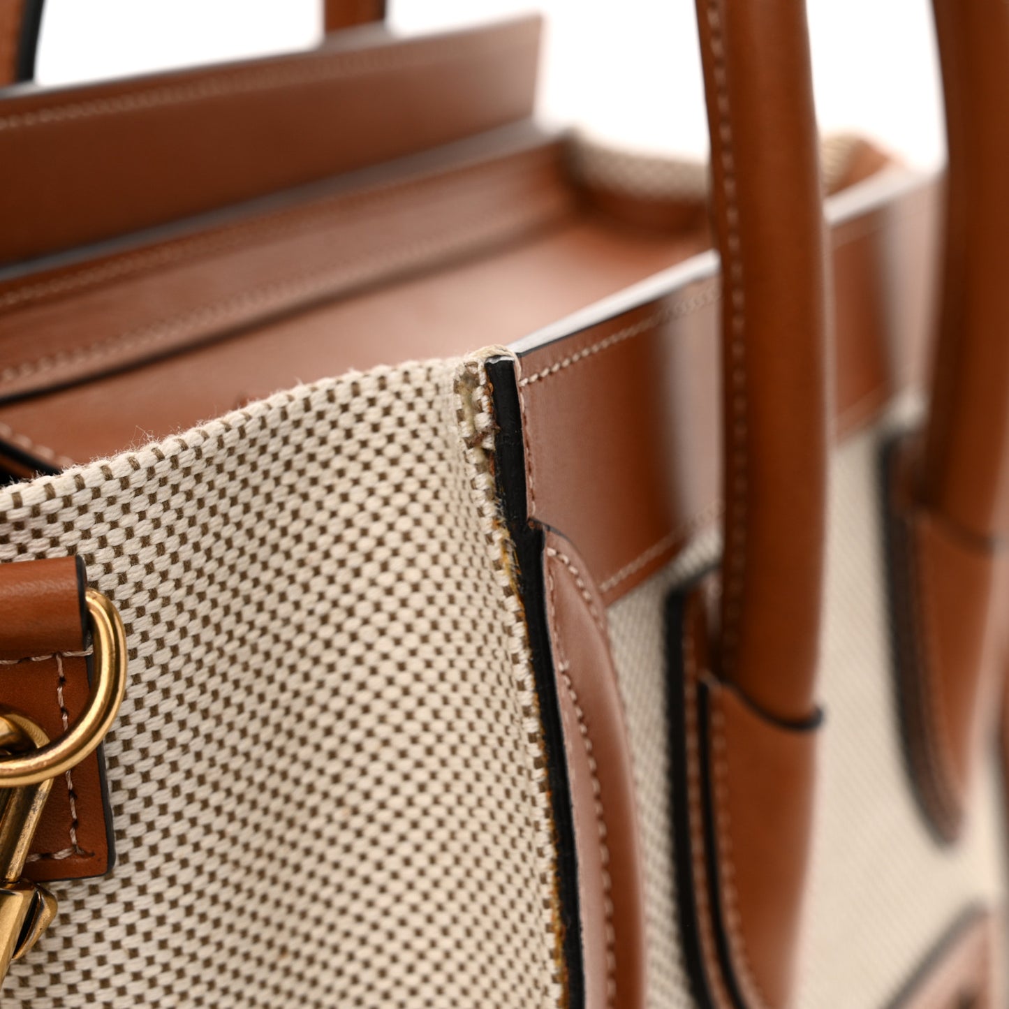 Textile Smooth Calfskin Nano Luggage Tan White