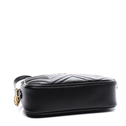 Gucci Calfskin Matelasse Small GG Marmont Chain Shoulder Bag Black 3 of 10