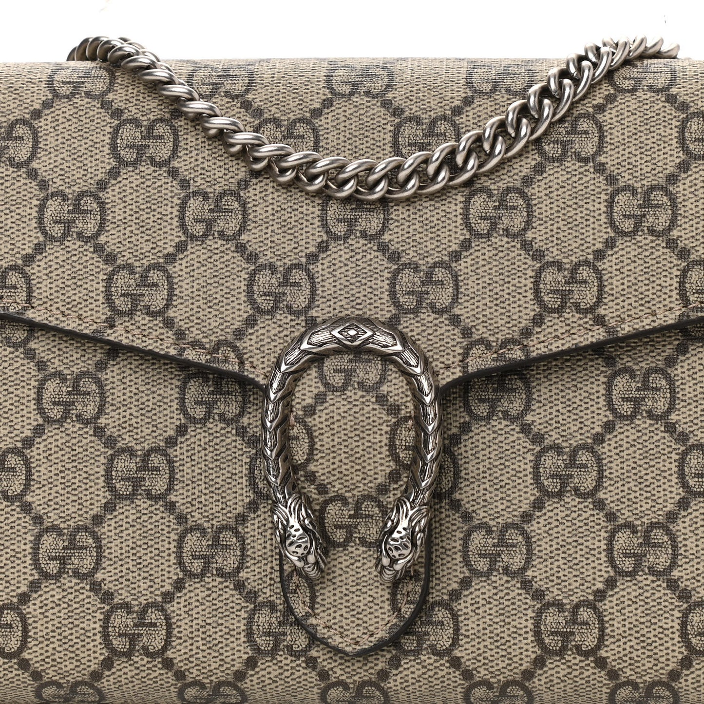 GG Supreme Monogram Mini Dionysus Chain Wallet Beige Taupe