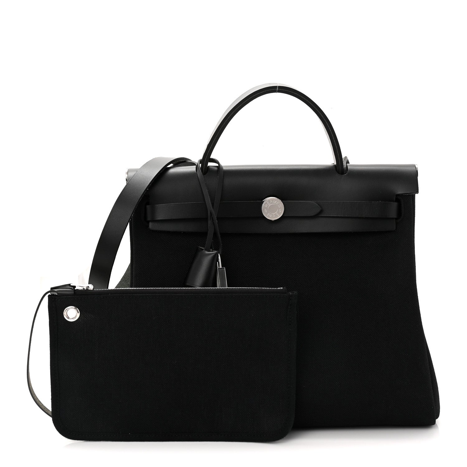 Hermes Military Toile Vache Hunter Herbag Zip Retourne 31 PM Black 3 of 11