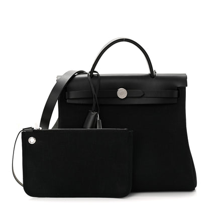 Hermes Military Toile Vache Hunter Herbag Zip Retourne 31 PM Black 3 of 11