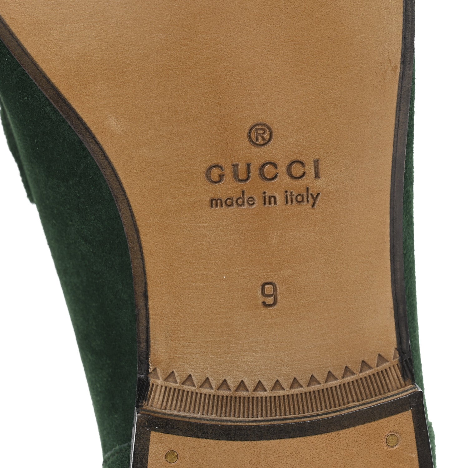 Gucci Suede Horsebit Mens Jordaan Loafers 9 Green 7 of 9