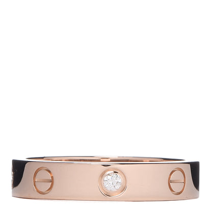 Cartier 18K Pink Gold Diamond 4mm LOVE Wedding Band Ring 54 6.75 1 of 4