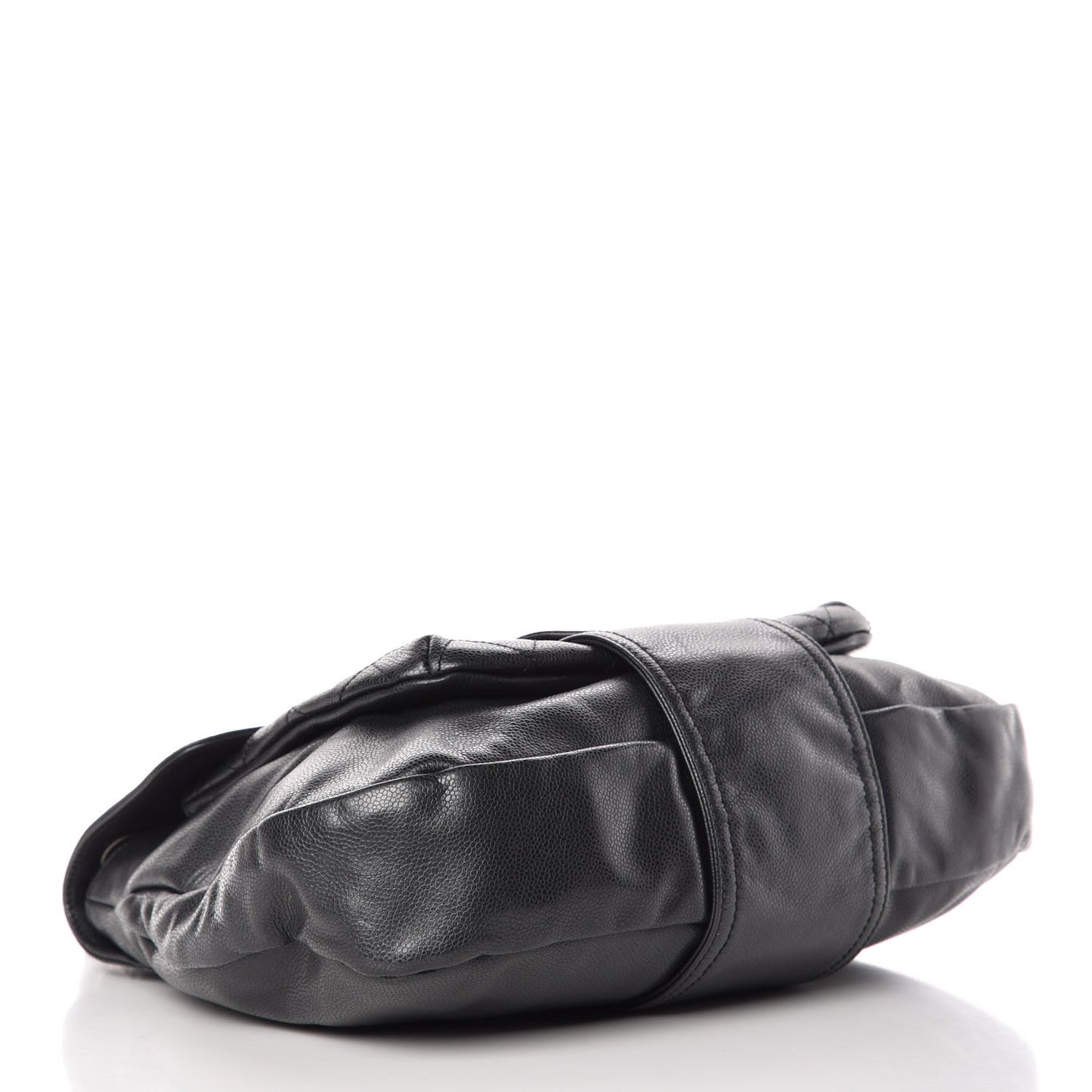 Glazed Caviar Flap Hobo Dark Grey