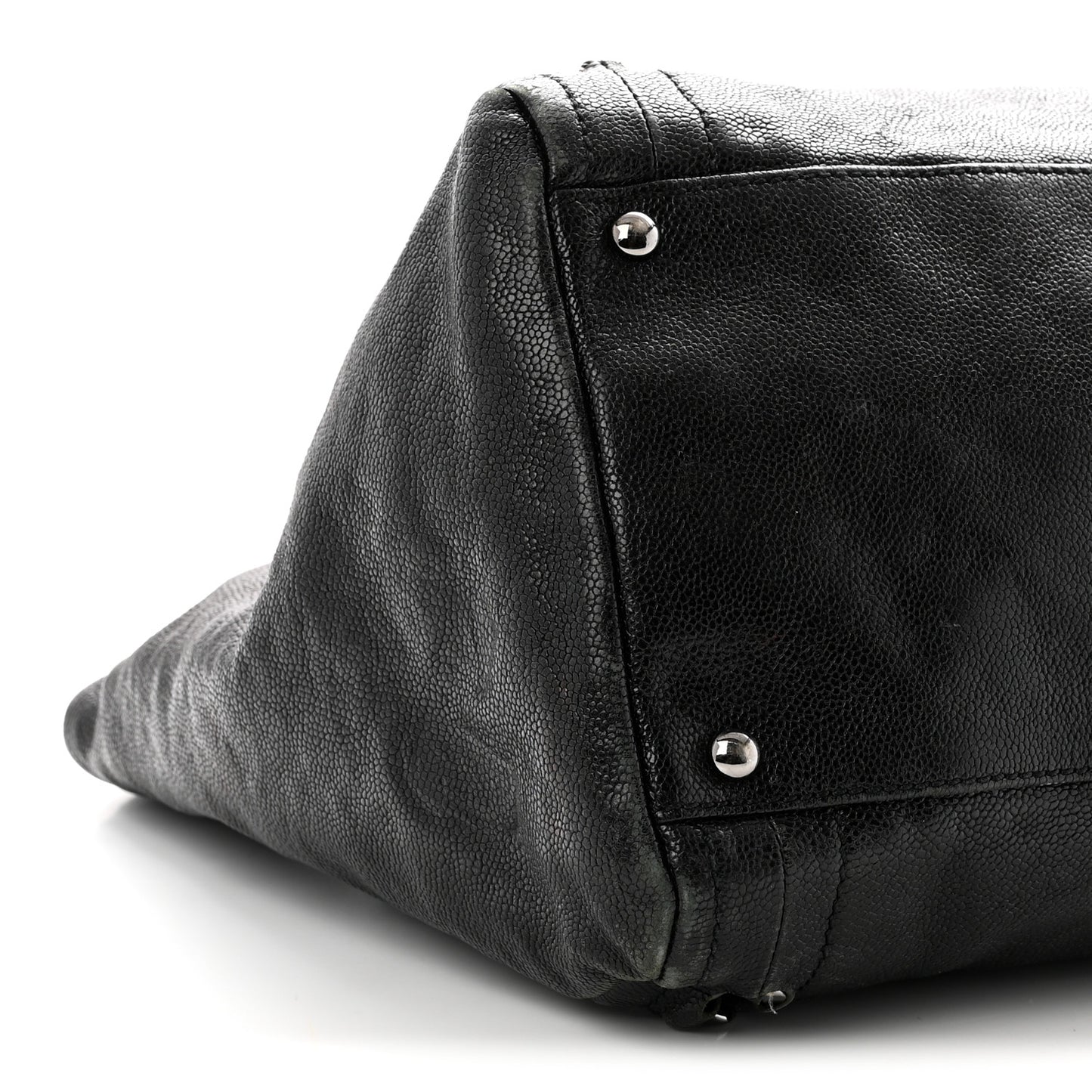 Glazed Caviar East West Modern Chain Tote Black