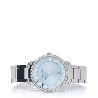 Tiffany Stainless Steel Diamond Bezel 31mm Atlas 2-Hand Quartz Watch Ice Blue 2 of 4