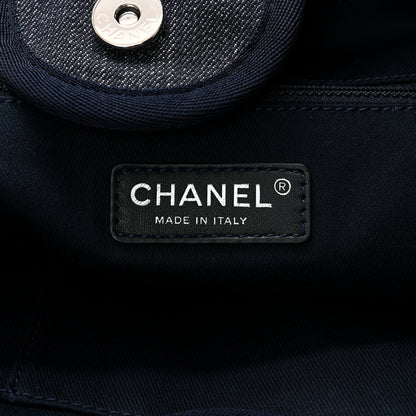 Chanel Denim Large Deauville Tote Dark Blue 6 of 10
