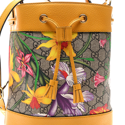 Gucci GG Supreme Monogram Flora Small Ophidia Bucket Bag Beige Multicolor Crop 8 of 10