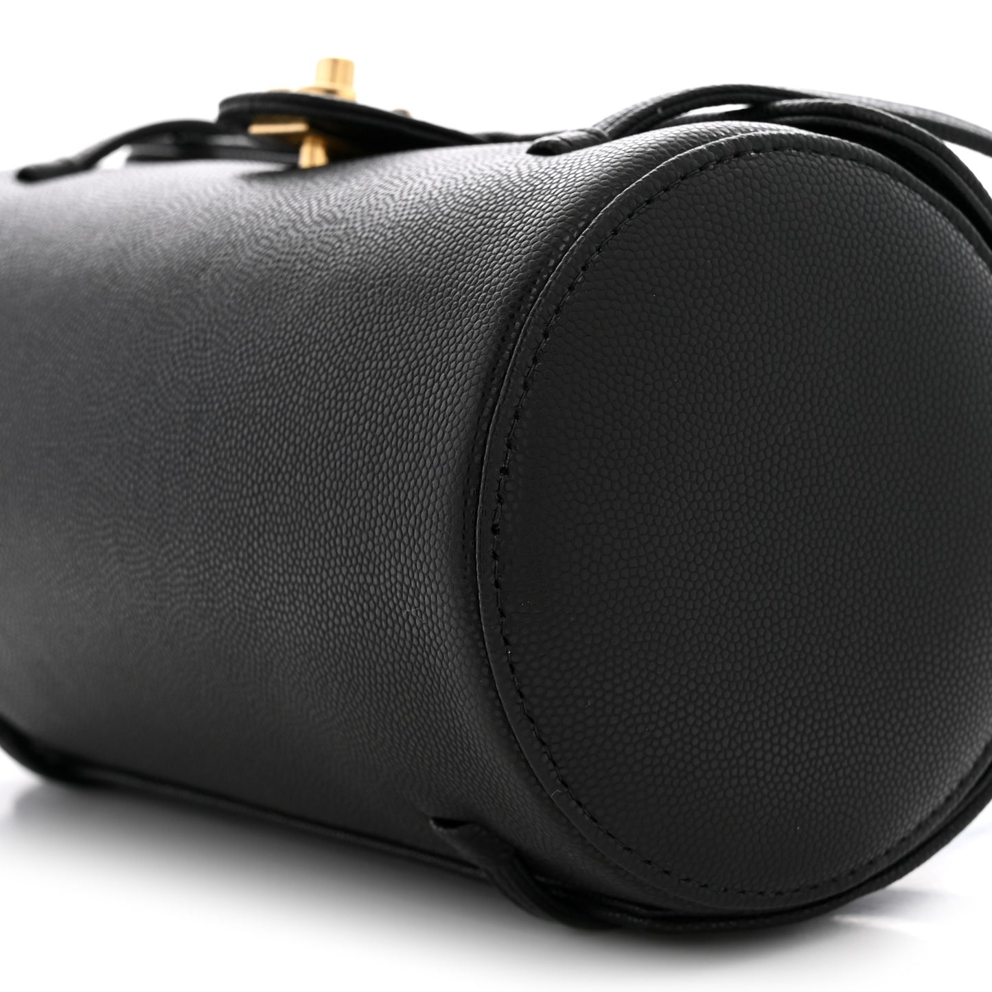 Shiny Caviar Preppy Coco Small Bowling Bag Black