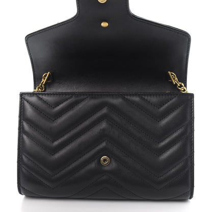 Gucci Calfskin Matelasse GG Marmont Chain Wallet Black 10 of 12