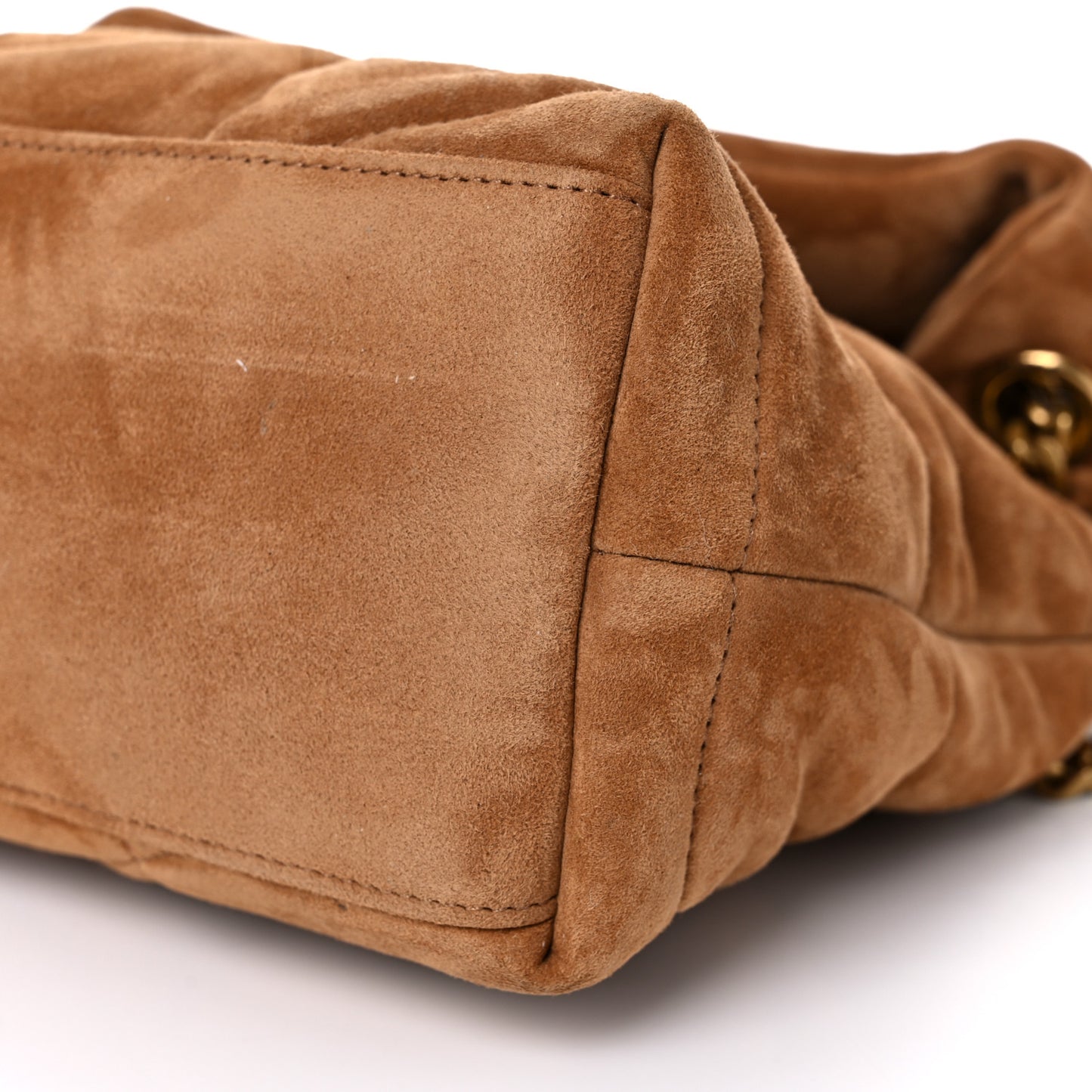 Suede Calfskin Quilted Small Loulou Puffer Monogram Chain Satchel Cinnamon