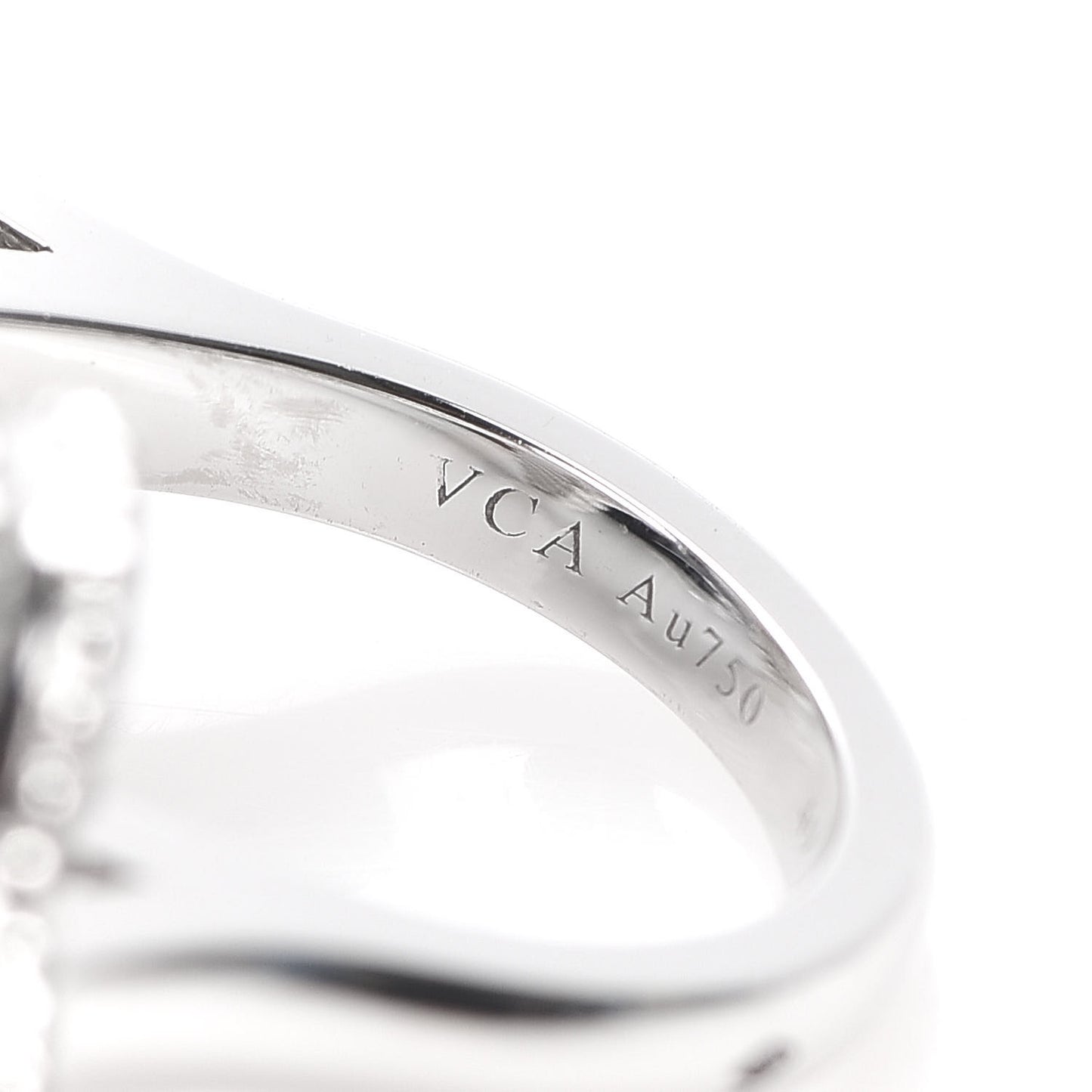18K White Gold Mother of Pearl Magic Alhambra Between the Finger Ring 48 4.5