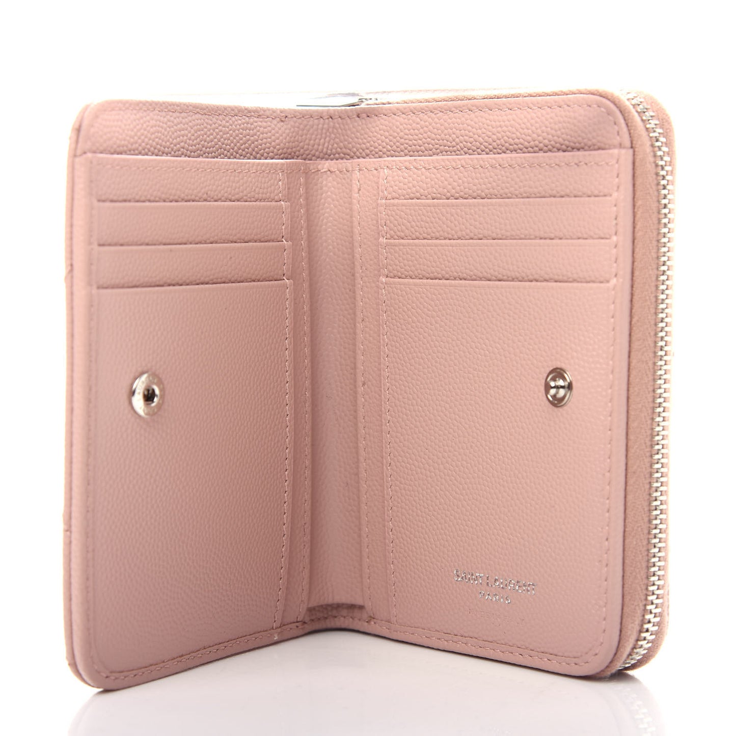 Grain De Poudre Matelasse Chevron Monogram Compact Zip Around Wallet Pink