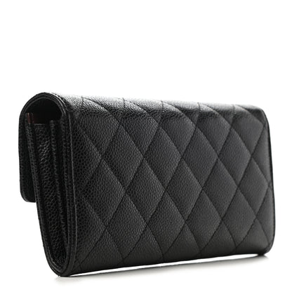 Chanel Caviar Quilted Large Gusset Flap Wallet Black 3 of 8