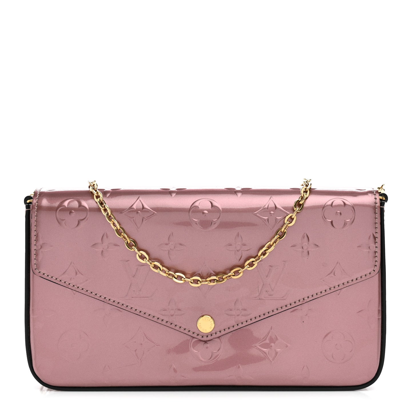 Vernis Pochette Felicie Chain Wallet Metallic Pale Pink