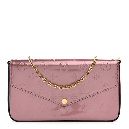 Louis Vuitton Vernis Pochette Felicie Chain Wallet Metallic Pale Pink 1 of 12