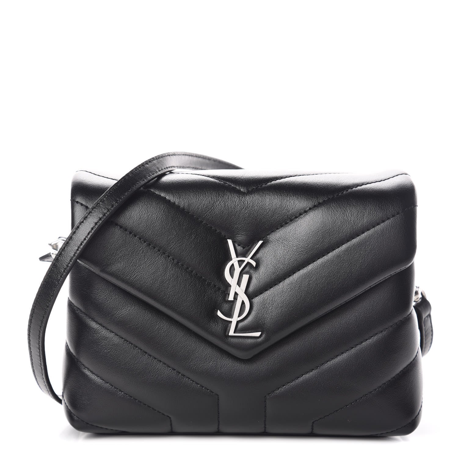 Saint Laurent Calfskin Y Quilted Monogram Toy Loulou Crossbody Bag Black 1 of 16
